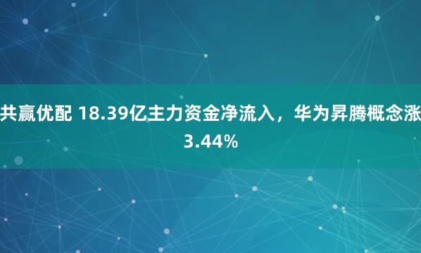 共赢优配 18.39亿主力资金净流入，华为昇腾概念涨3.44%